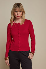 Strickjacke Roundneck Cocoon Icon Red