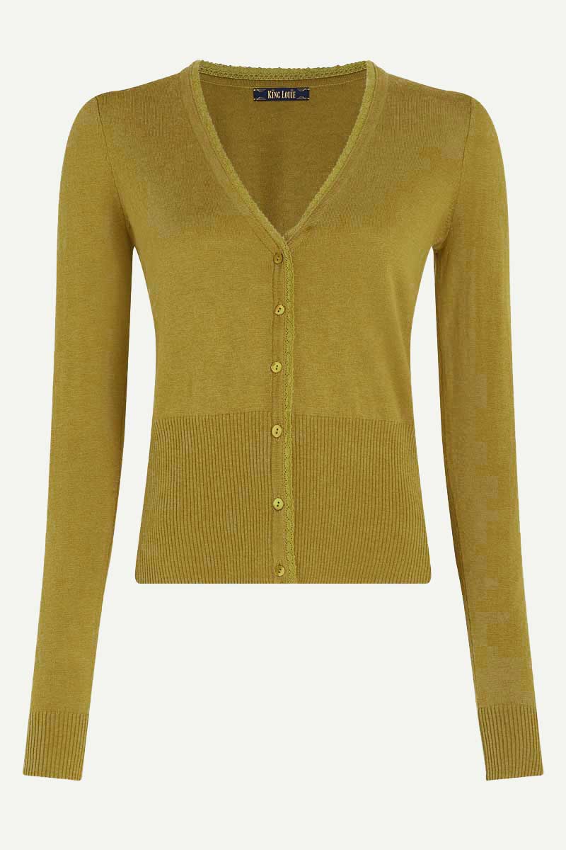 Strickjacke V Cocoon Curry Yellow