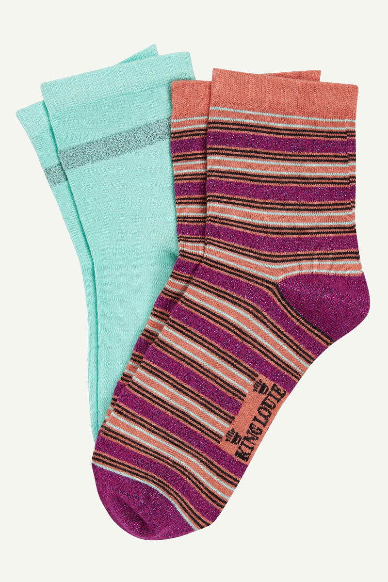 Socken Footies 2er-Pack Castillo Stripe Vivid Purple