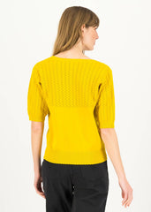 Pullover Pretty Preppy Crewneck Yellow Pigtail Knit