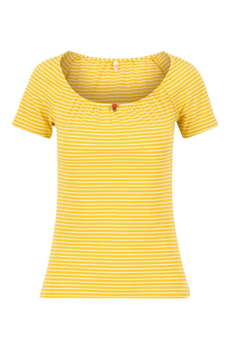 Kurzarm Shirt Logo Stripe Heart T-Shirt mit Yellow Tiny Stripe Muster von Blutsgeschwister Bild 5