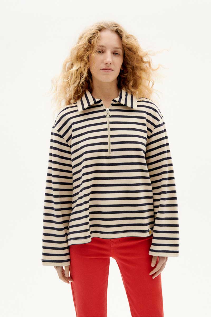 Navy Stripes Chelsea Sweatshirt Ecru